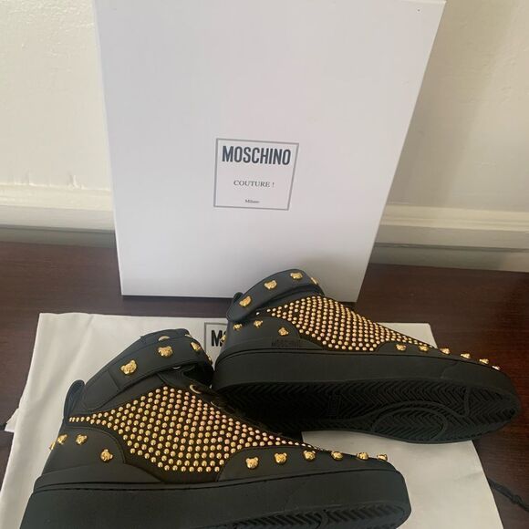 Moschino studded lace up leather up and lining sneaker size 7 and 8 new in box - Picture 10 of 14